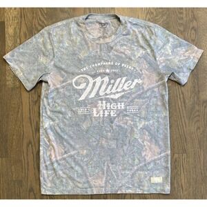 Miller High Life Graphic T-Shirt Camo Short Sleeve Size Large
